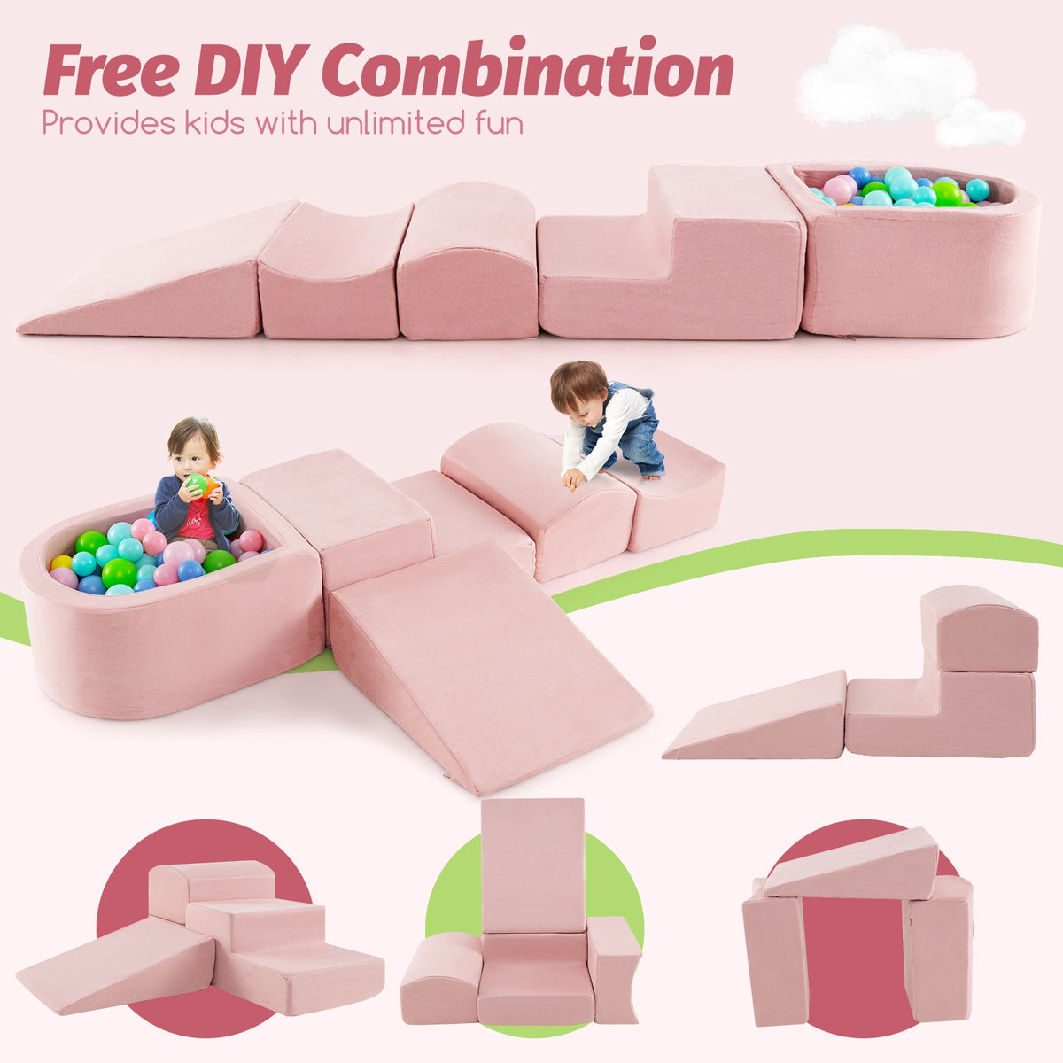 5-Piece Climb And Crawl Playset With Ball Pit, Pink Baby Gyms & Playmats at Gallery Canada
