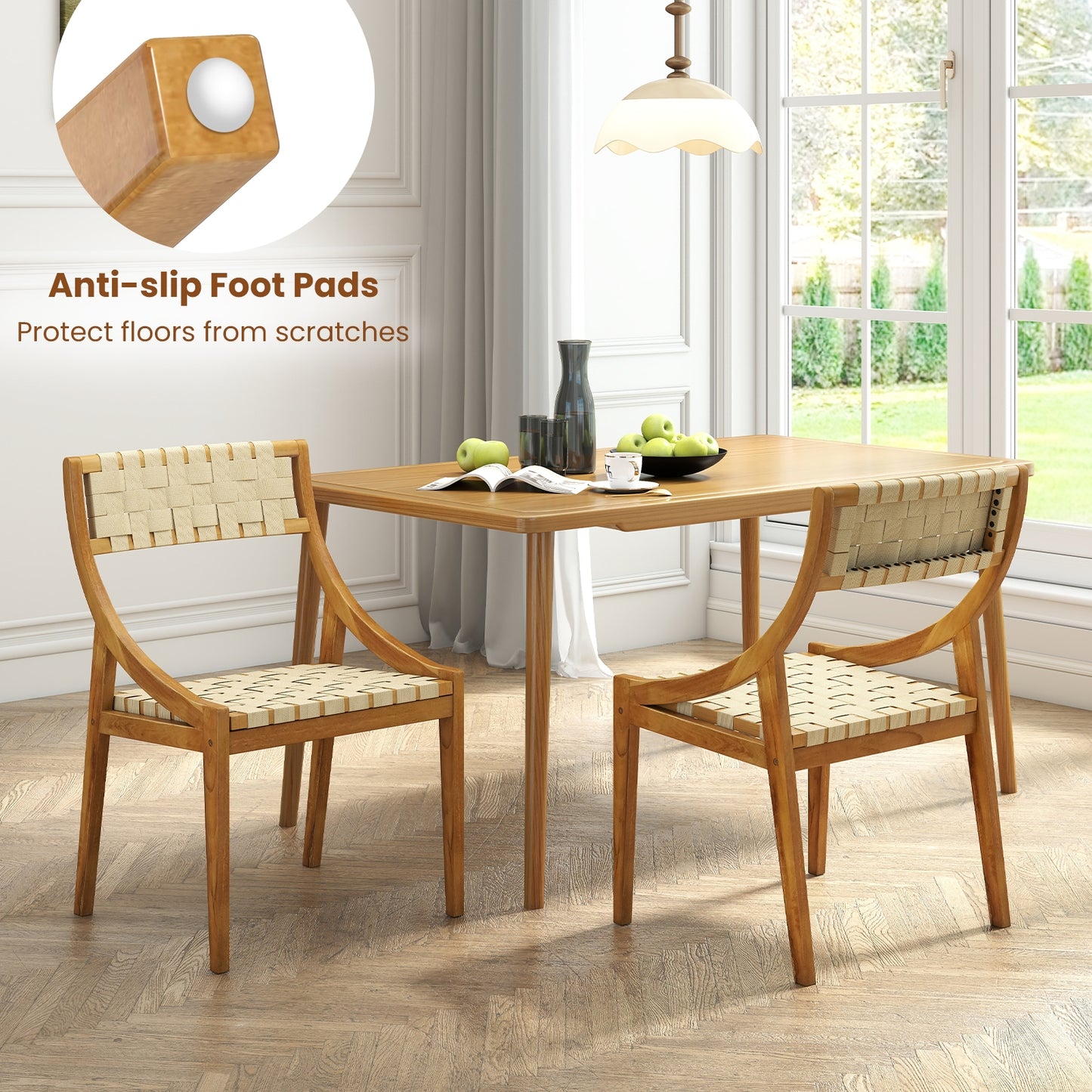 Outdoor Dining Chair Set, 2 Chairs, Webbing Seat, Natural Patio Dining Chairs at Gallery Canada