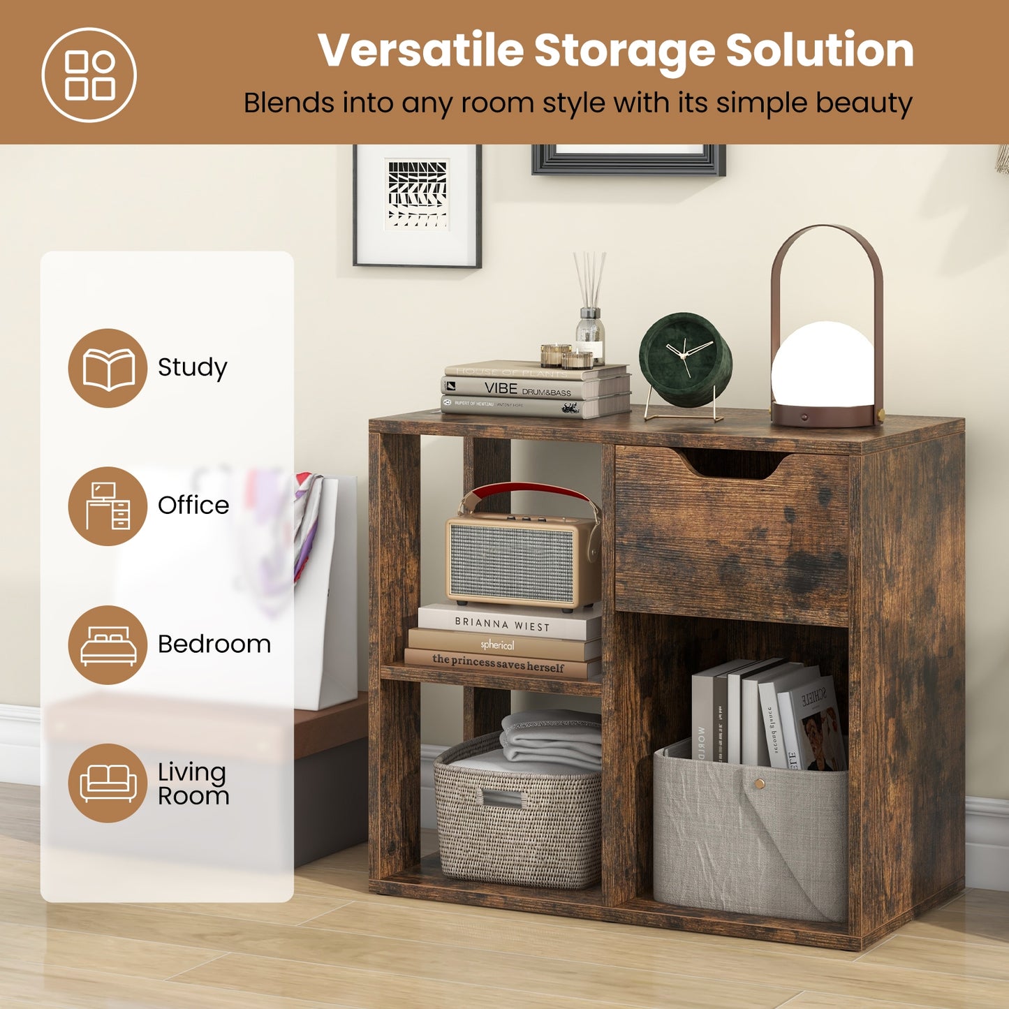 3-Cube Bookcase, 2-Tier Wooden Storage Shelf, Brown Bookcases at Gallery Canada