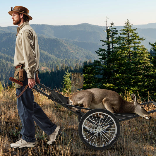 550 LBS Folding Deer Game Cart, Polyester Liner, Hunting, Black Garages Black at Gallery Canada