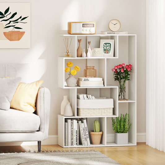 47 Inch 6-Cube Geometric Bookshelf, White