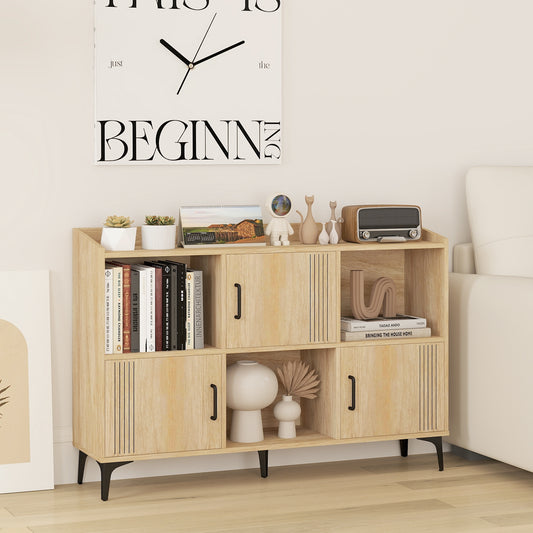 Sideboard Storage Cabinet, 3 Doors, Open Compartments, Oak Cabinets & Chests Oak at Gallery Canada