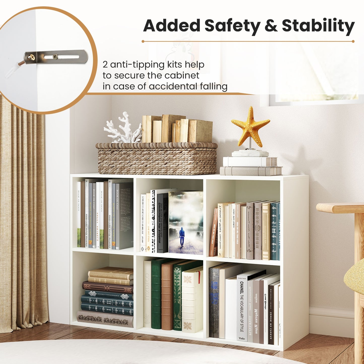 Modern 6-Cube Bookcase, Anti-Tipping Kit, White Bookcases at Gallery Canada
