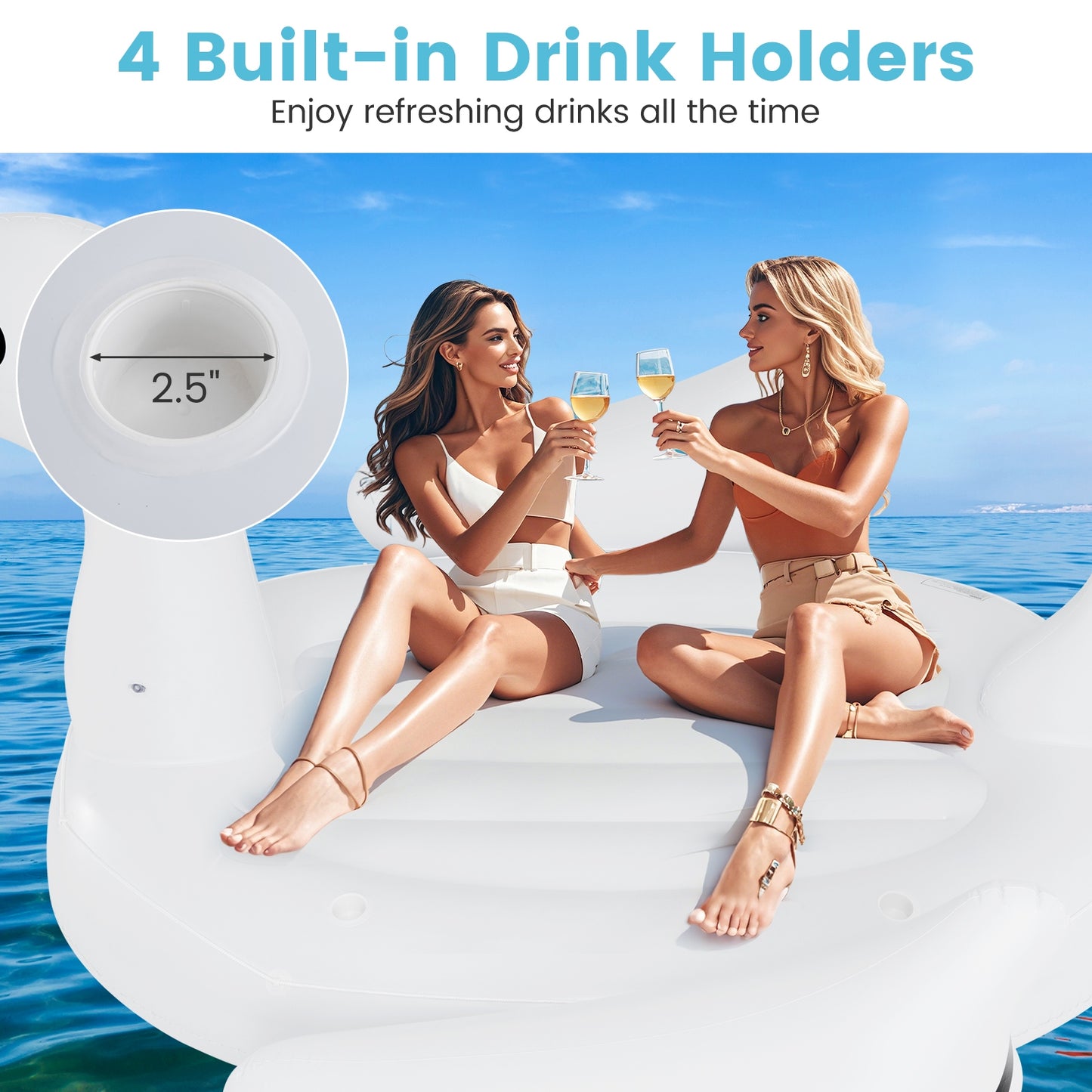 Inflatable Swan Floating Island, 4-Person Pool Float, White Swimming at Gallery Canada