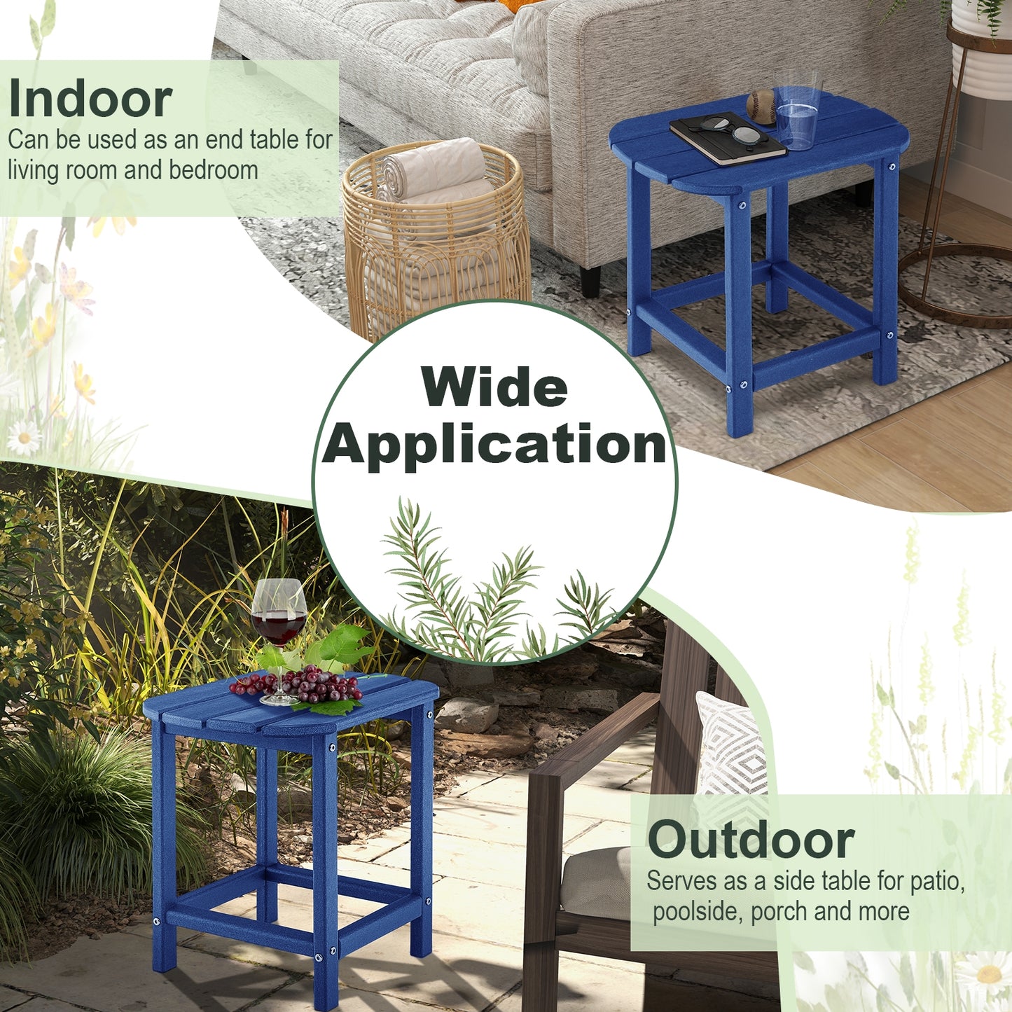 18 Inch Weather Resistant Side Table, Navy Patio Coffee Tables at Gallery Canada