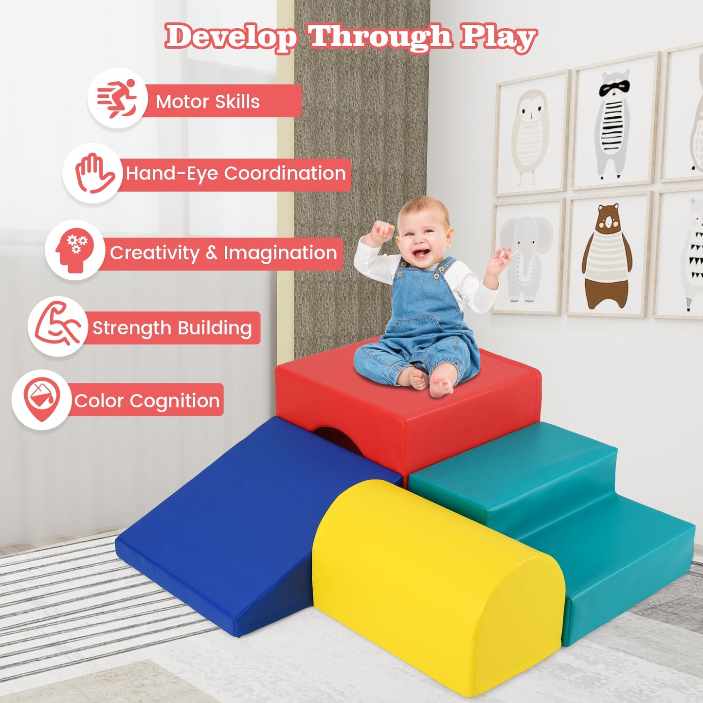 Climb and Crawl Foam Block Play Set for Infant Baby, Red Climbers & Slides at Gallery Canada