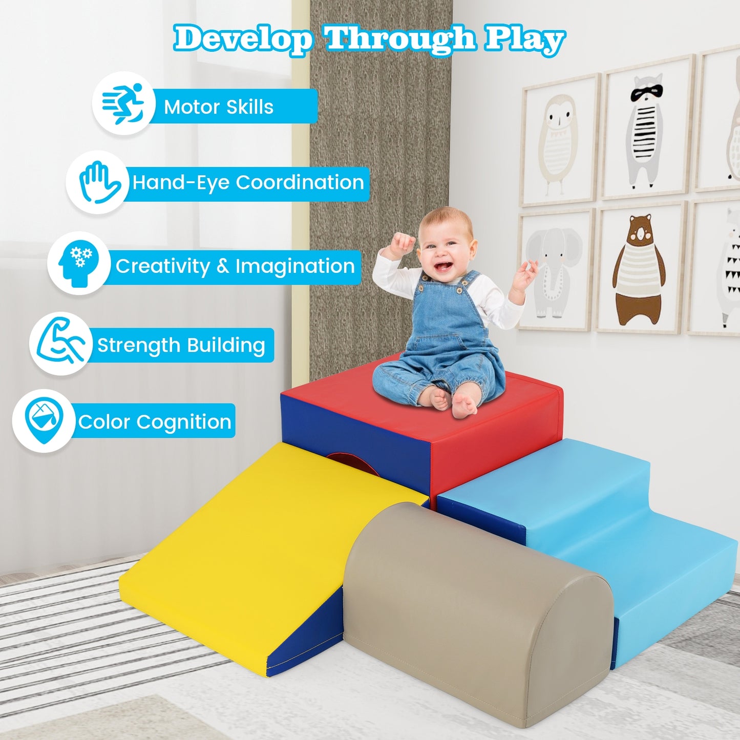 Climb and Crawl Foam Block Play Set for Infant Baby, Yellow Climbers & Slides at Gallery Canada