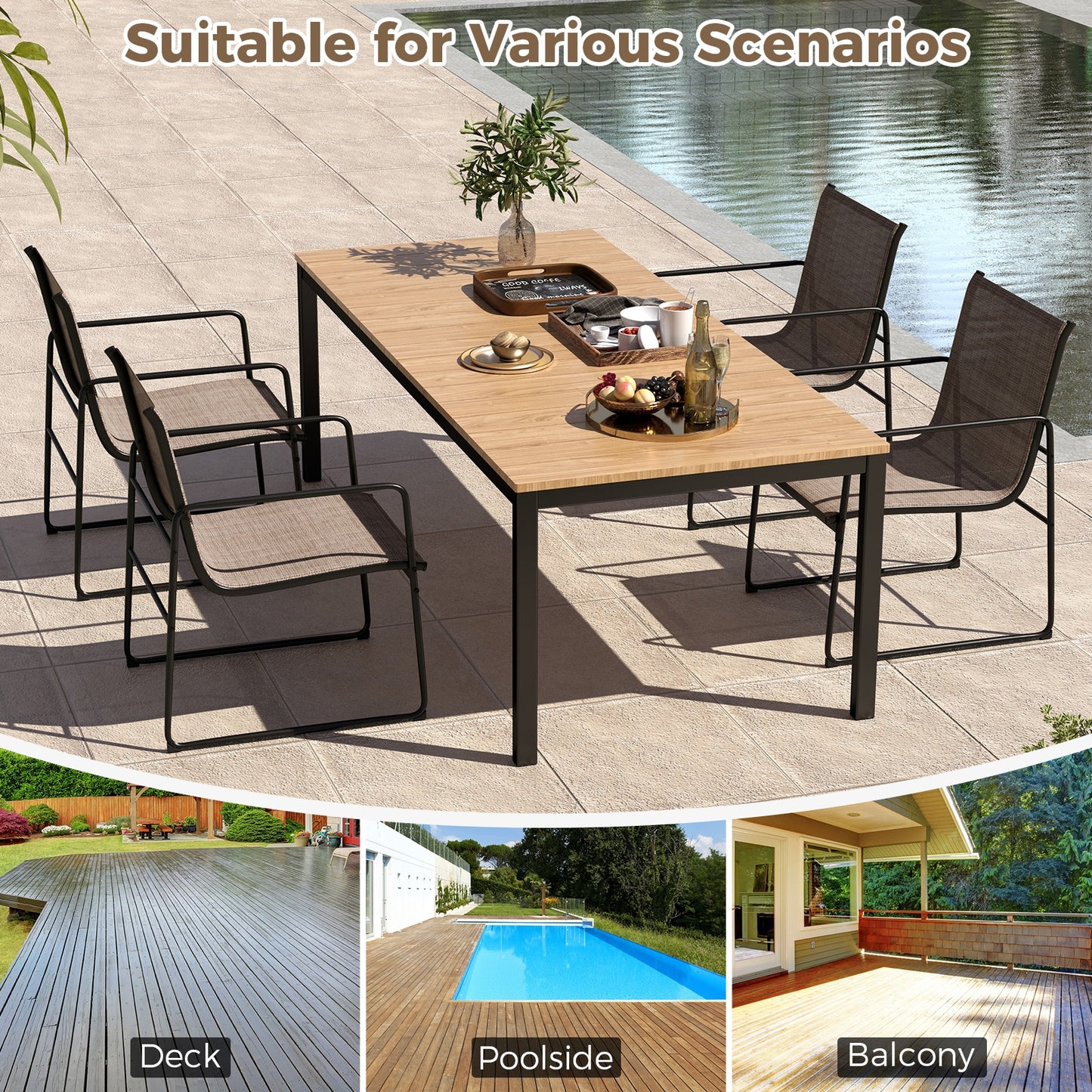 Outdoor Dining Chairs Set of 4, Patio Furniture, Brown Patio Dining Chairs at Gallery Canada