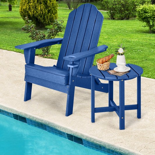 18 Inch Round Weather-Resistant Adirondack Side Table, Navy Patio Coffee Tables Navy at Gallery Canada