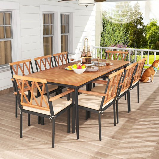9 Piece Patio Dining Set, 1.9 Inch Umbrella Hole, Seat Cushions Patio Dining Sets Options at Gallery Canada