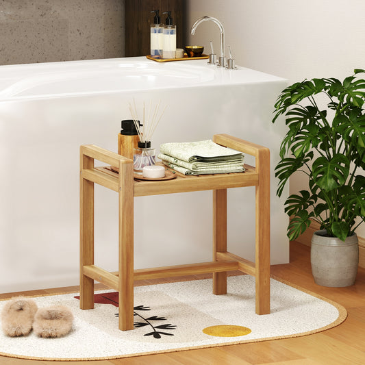 Banc de douche en bois de teck, naturel