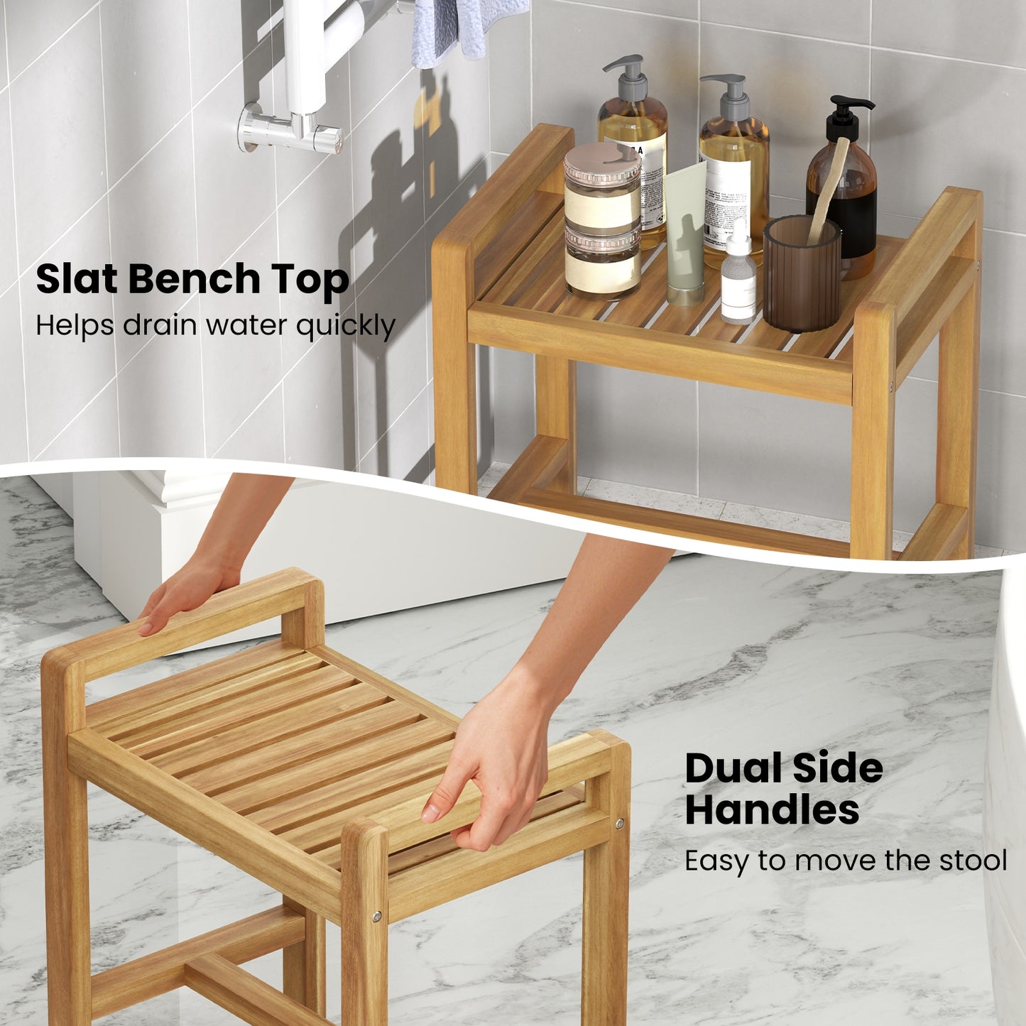 Teak Wood Shower Bench, Natural Bath Safety at Gallery Canada