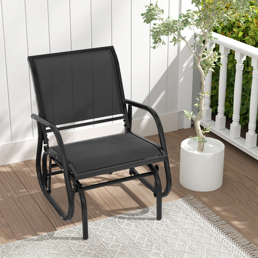 Outdoor Single Swing Glider Rocking Chair, Black