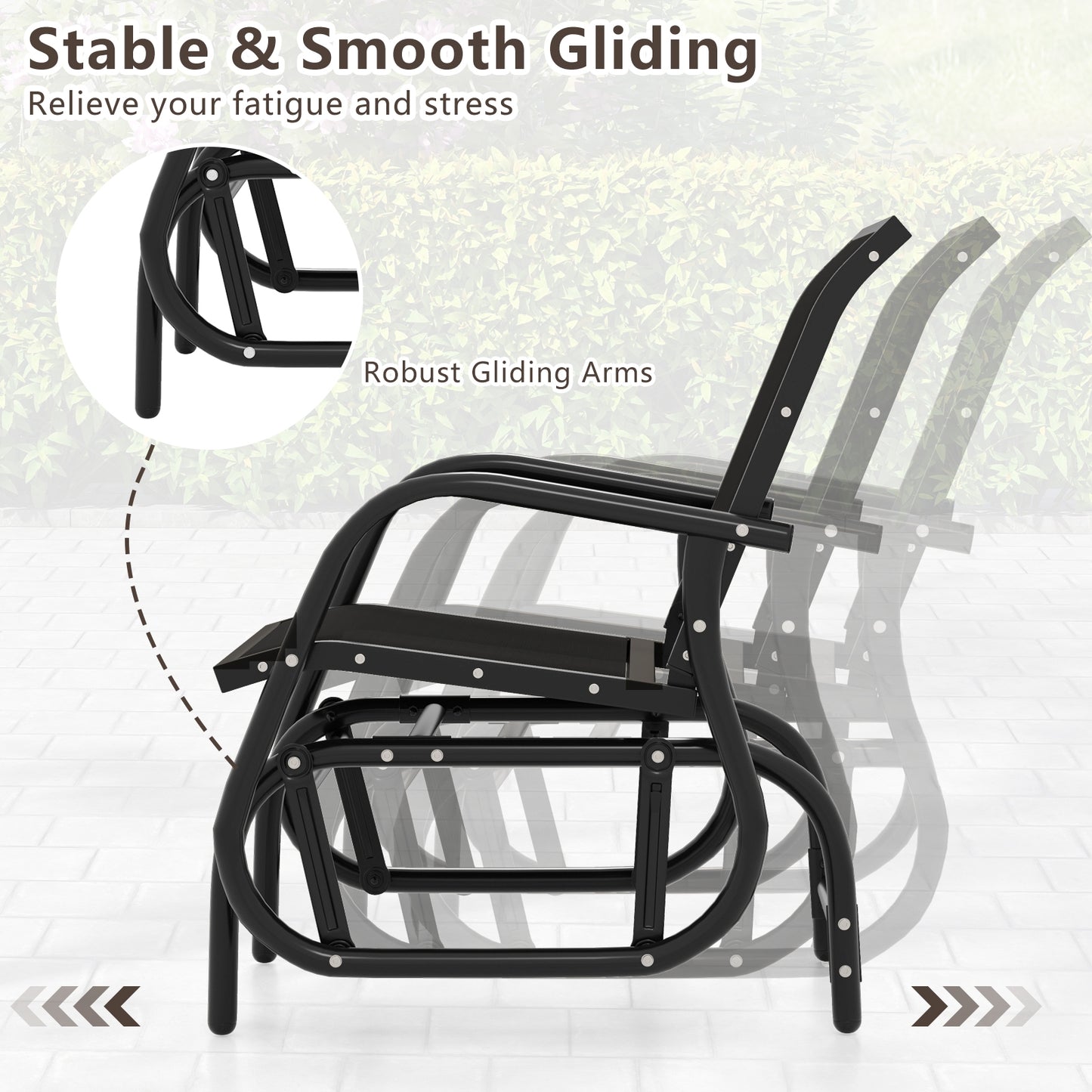 Outdoor Single Swing Glider Rocking Chair, Black Patio Rocking Chairs & Gliders at Gallery Canada