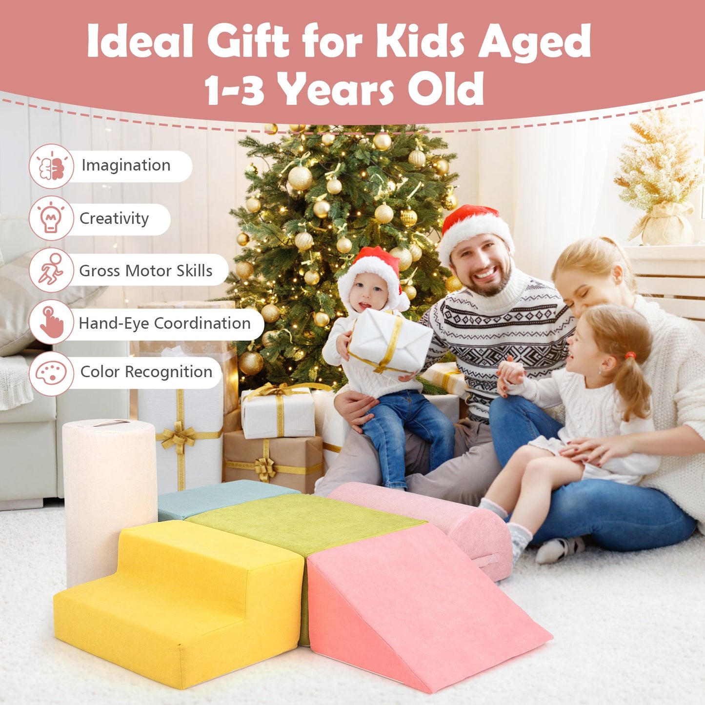 6-Piece Baby Climbing Blocks, 30D High-Density Foam, Macaron Multicolor Climbers & Slides at Gallery Canada
