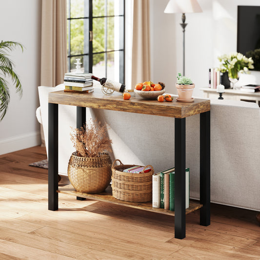 2-Tier Bar Table With Open Shelves, Rustic Brown Bar Tables Rustic Brown at Gallery Canada