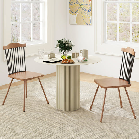Dining Chair with Spindle Back and Ergonomic Contoured Seat Set of 2, Natural Dining Chairs Natural at Gallery Canada