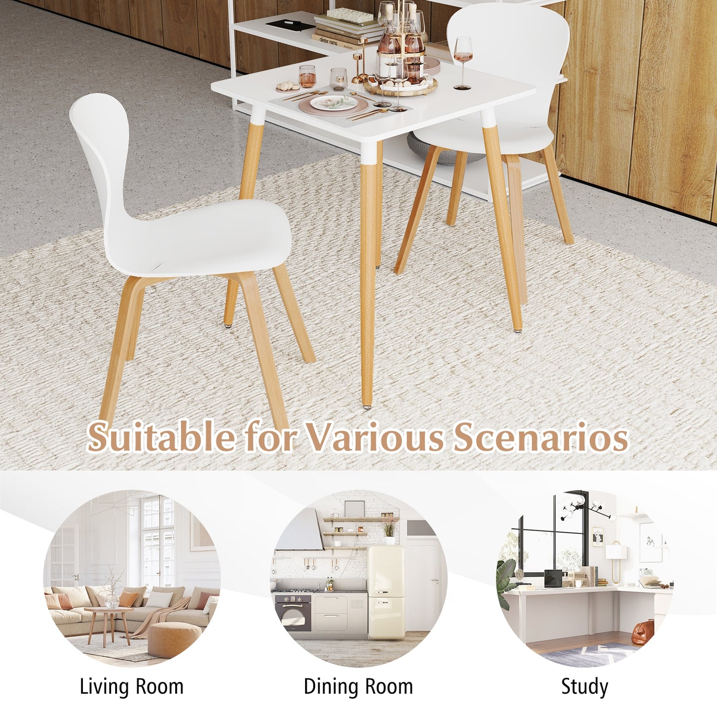 Square Dining Table With Adjustable Foot Pads, White Dining Tables at Gallery Canada