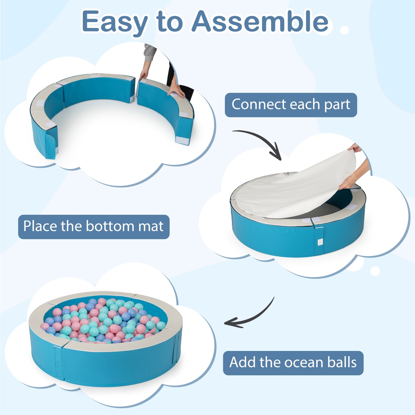Detachable Foam Ball Pit, 50 Colorful Ocean Balls, Blue Baby Playpen & Playards at Gallery Canada