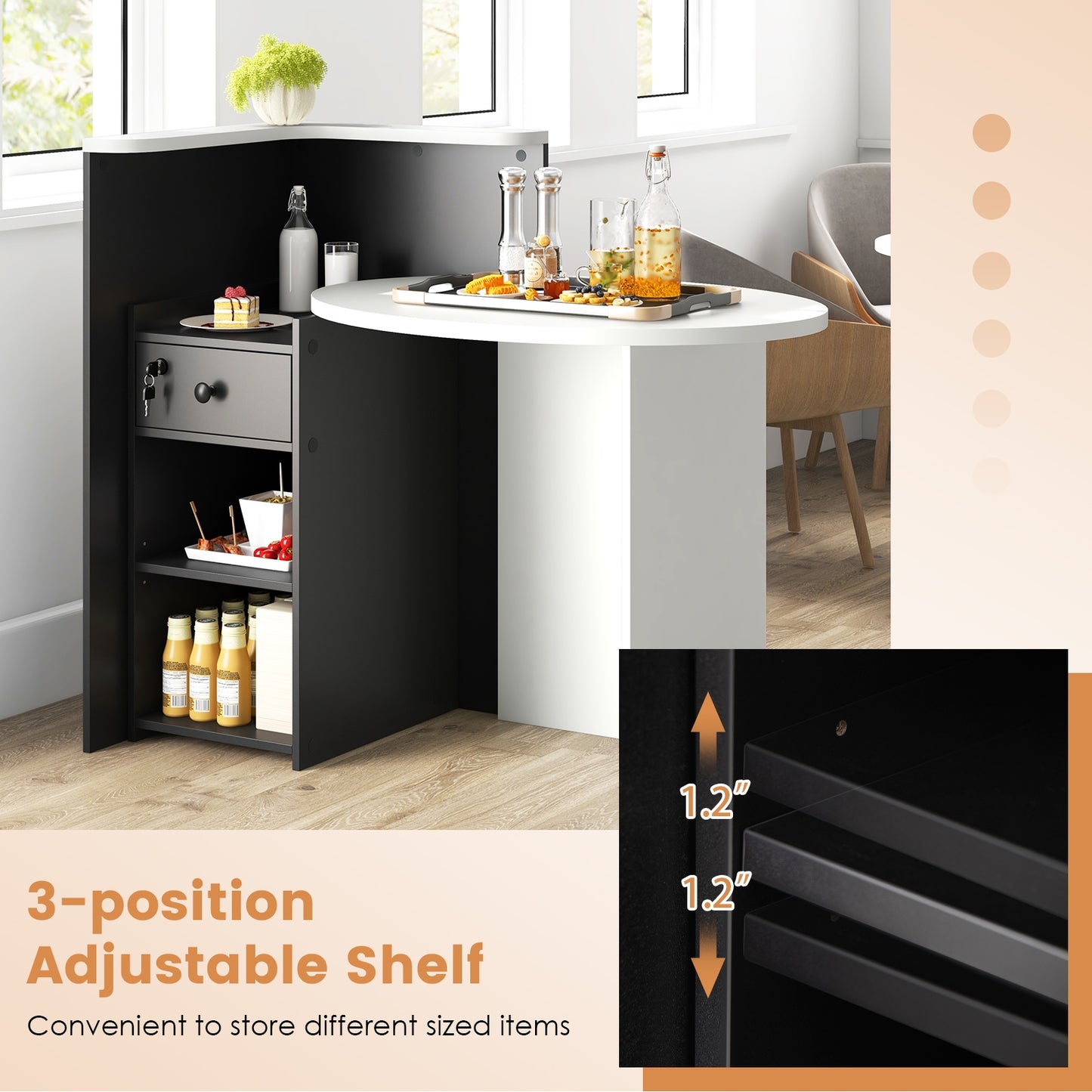 Office Desk With Open Shelf, Lockable Drawer, Black Corner Desks at Gallery Canada