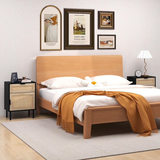 Rattan Nightstand Set, 2 Drawer Cabinet, Black Nightstands Black at Gallery Canada