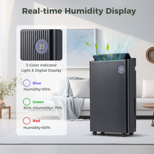 4500 Sq. Ft 57 Pint Quiet Dehumidifier, Basement, 4 Modes, Black Dehumidifiers Black at Gallery Canada