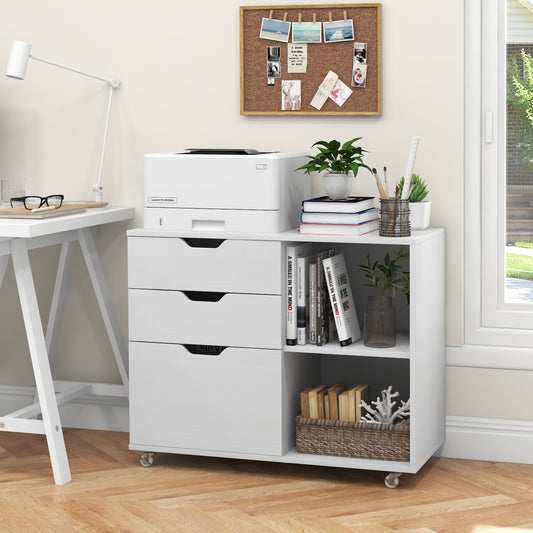 3-Drawer File Cabinet with Adjustable Shelf and Wheels for Letter, White File Cabinets White at Gallery Canada