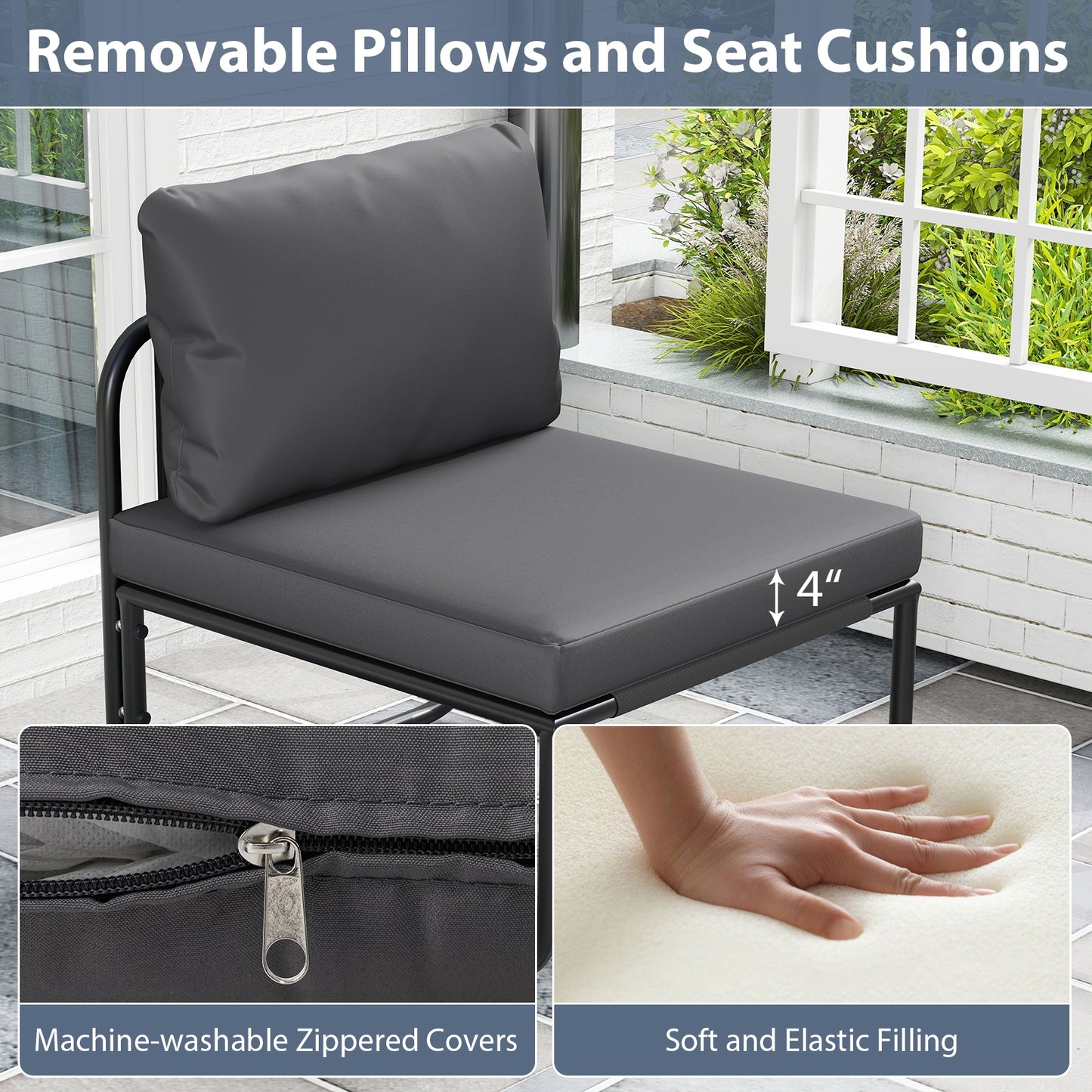 Outdoor Patio Chairs Set Of 2, Removable Cushions, Gray Patio Dining Chairs at Gallery Canada