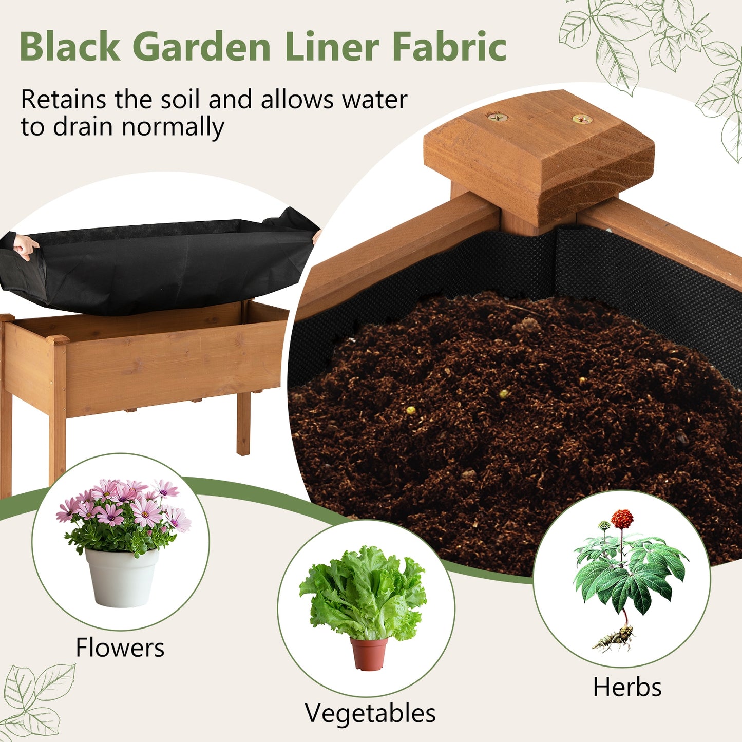 Raised Garden Bed with Legs and Drainage Holes for Backyard, Brown Raised Garden Beds at Gallery Canada