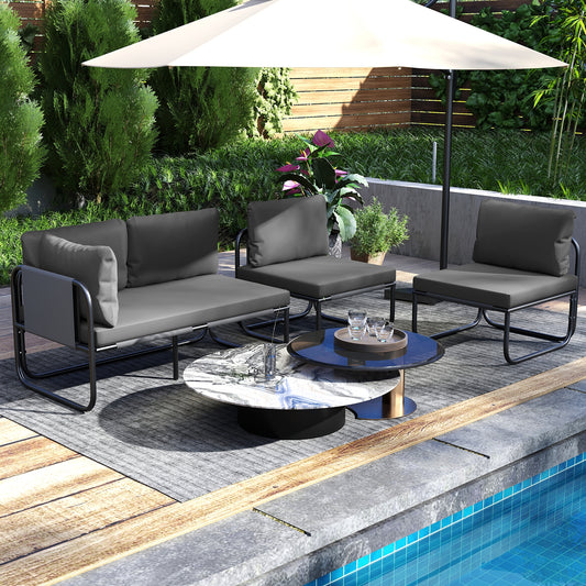 Patio Loveseat Sofa Couch With Removable Pillows, Gray Outdoor Benches Gray at Gallery Canada