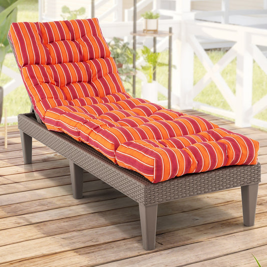 Outdoor Chaise Cushion With String Ties, Red