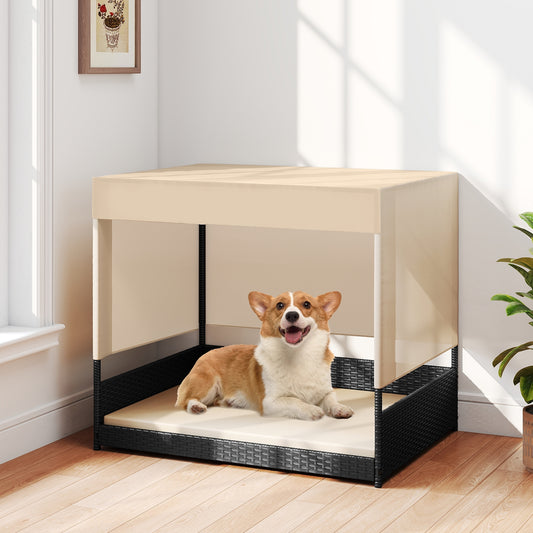 Elevated Wicker Dog House, Small To Medium Breeds, Black Dog Supplies Black at Gallery Canada