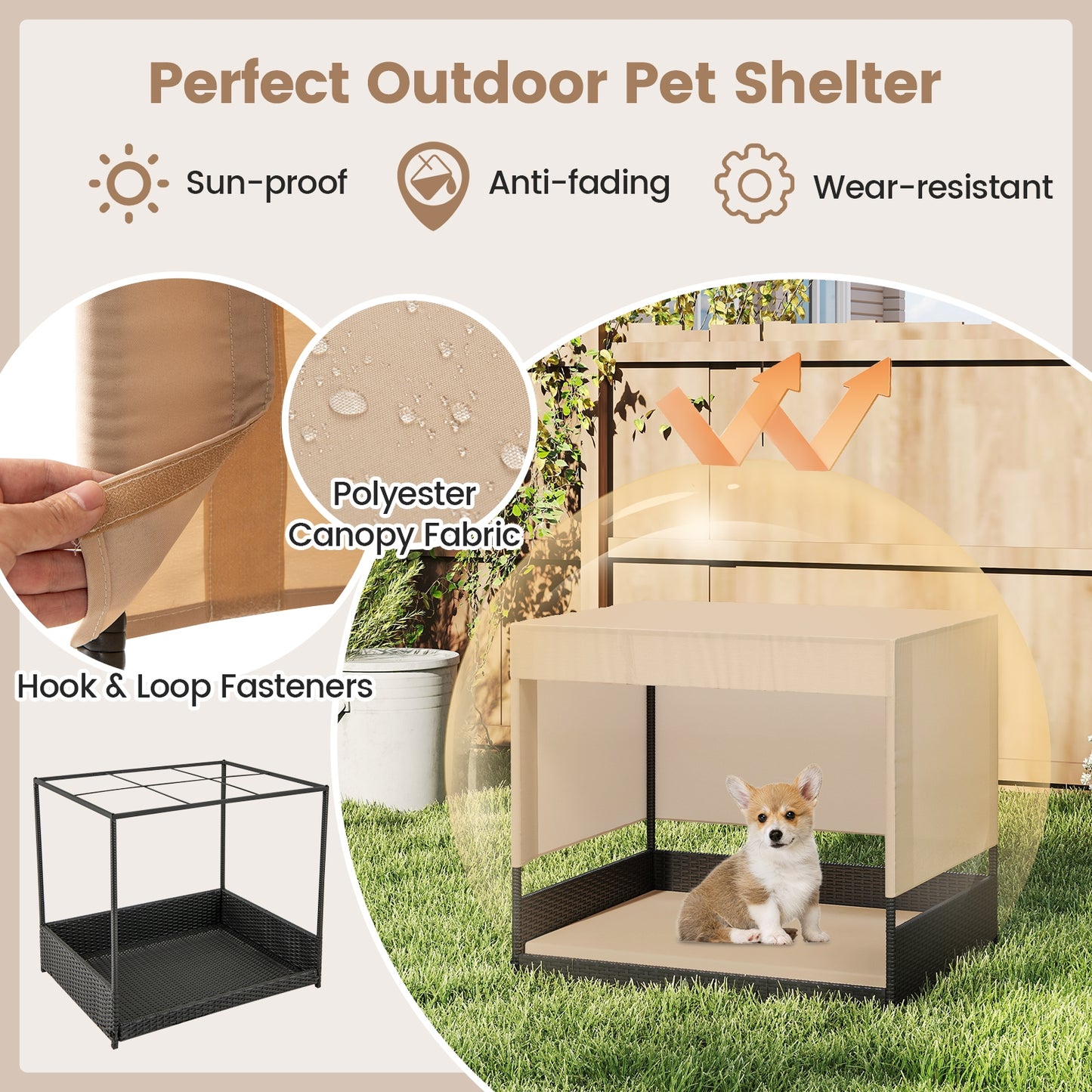 Elevated Wicker Dog House, Small To Medium Breeds, Black Dog Supplies at Gallery Canada