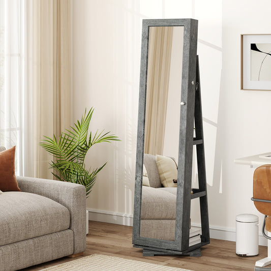 360° Rotatable 2-in-1 Lockable Jewelry Cabinet, Full-Length Mirror, Green Jewelry Armoires Green at Gallery Canada