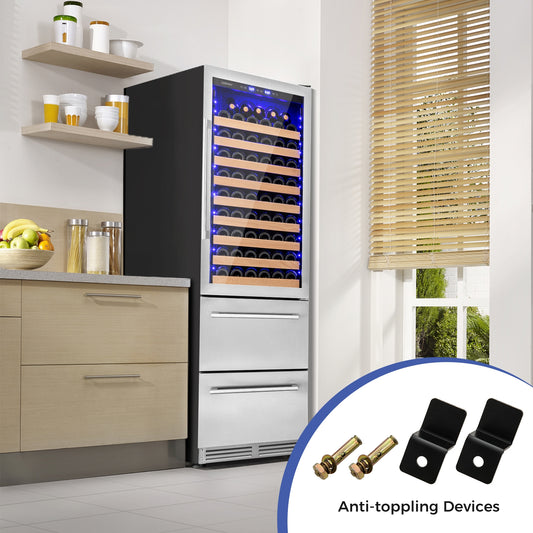 24 Inch Wine Refrigerator, Independent Temperature Control, Silver Wine & Beverage Coolers Silver at Gallery Canada