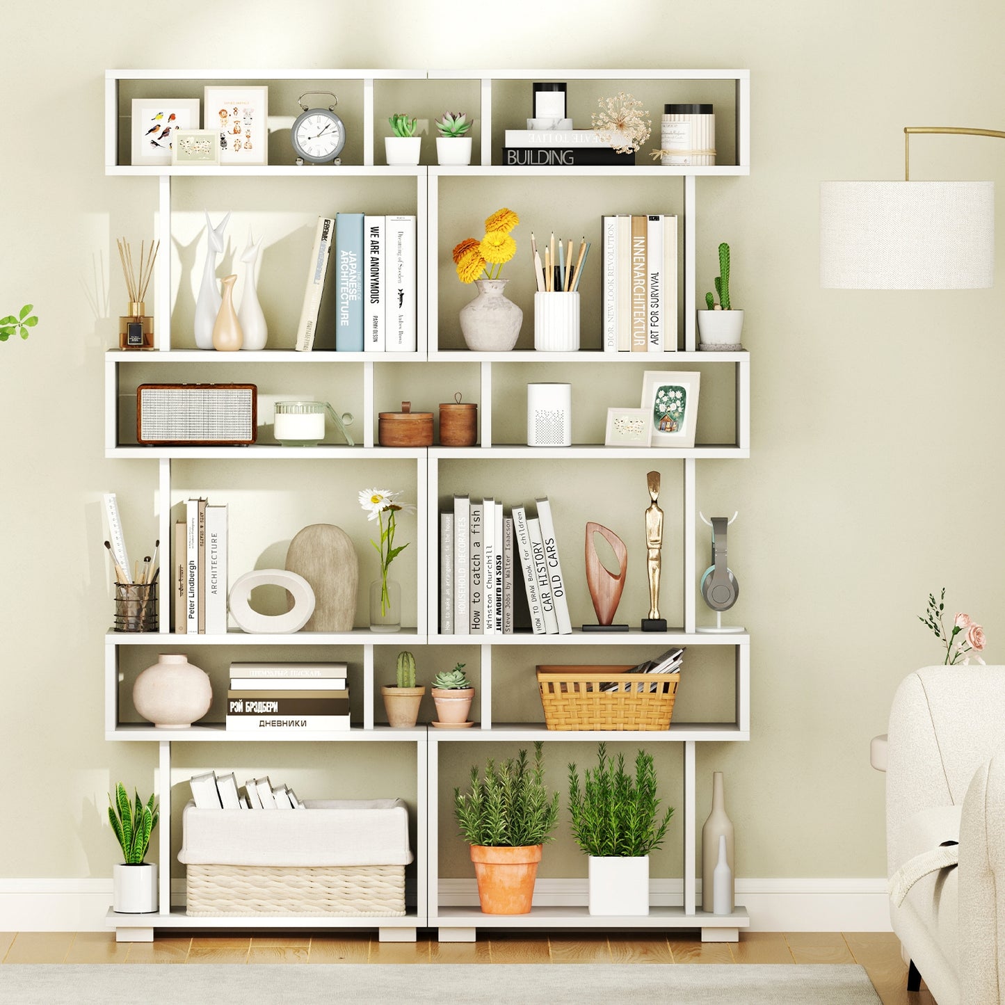 6-Tier Bookcase with Anti-Tipping Kit, White Bookcases at Gallery Canada