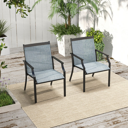 Large Outdoor Patio Dining Chairs, 2 Piece Set, Blue