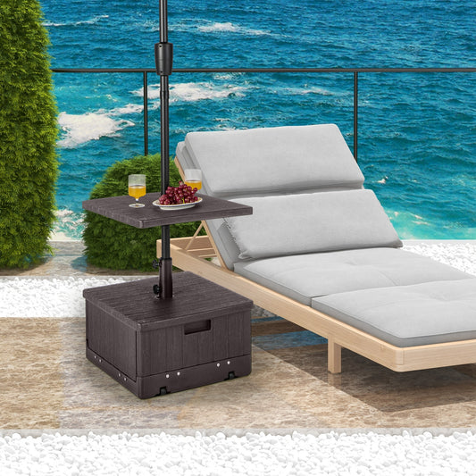 175 LBS Outdoor Fillable Umbrella Base With Table Tray, Brown Outdoor Umbrella Bases Brown at Gallery Canada