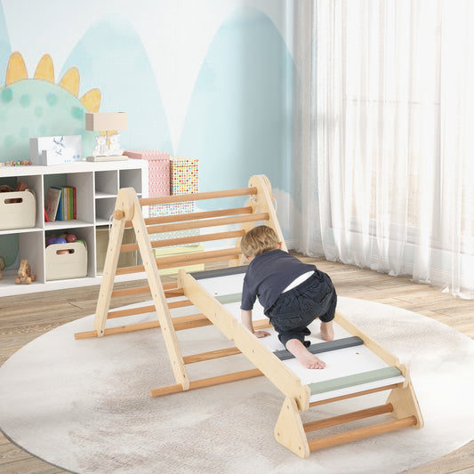 3-In-1 Pikler Triangle Climbing Set, Foldable, With Ramp, Natural Climbers & Slides Natural at Gallery Canada