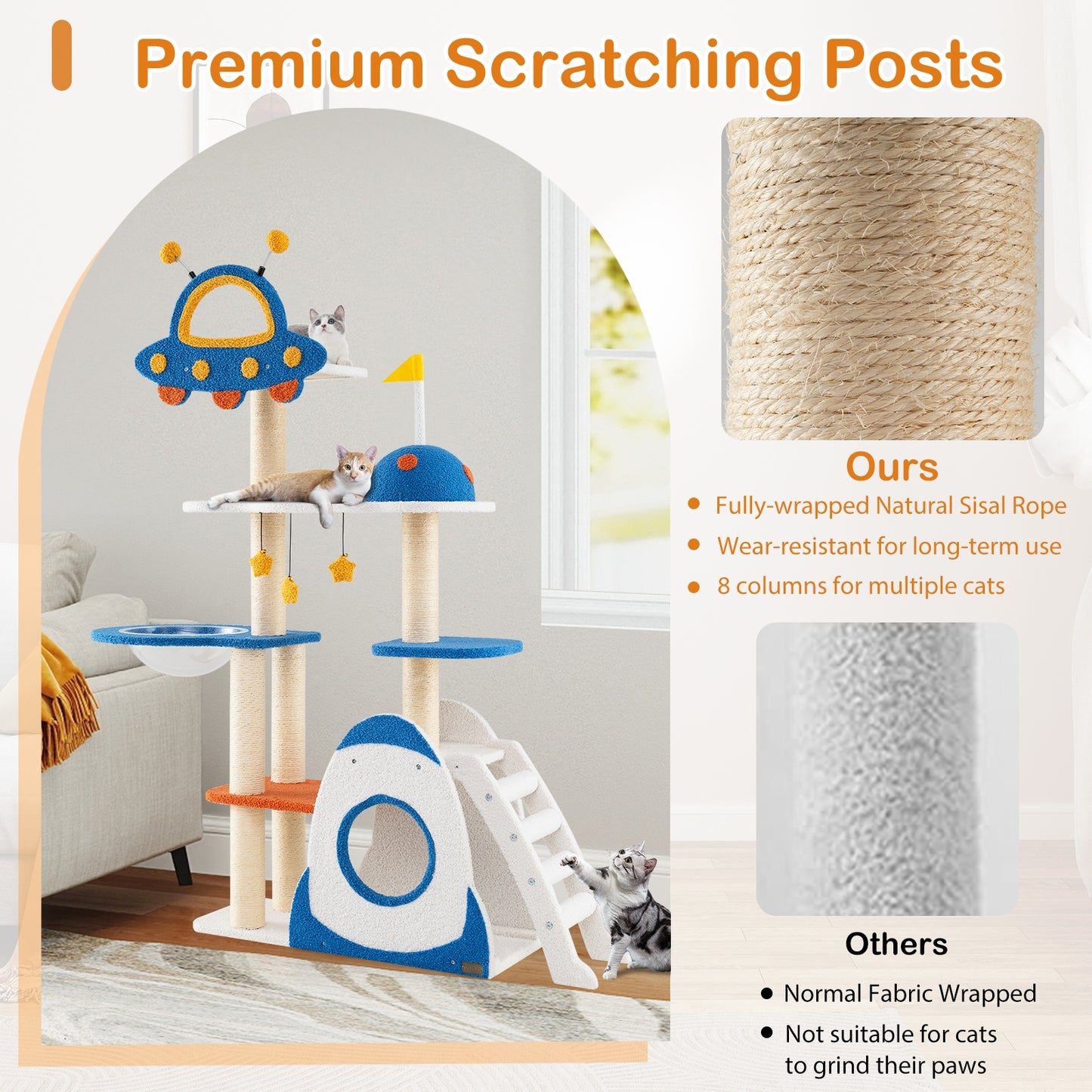 Space Theme Cat Tree, Multi-Level Tower, Sisal Scratching Posts, Multicolor Cat Trees Condos & Scratchers at Gallery Canada