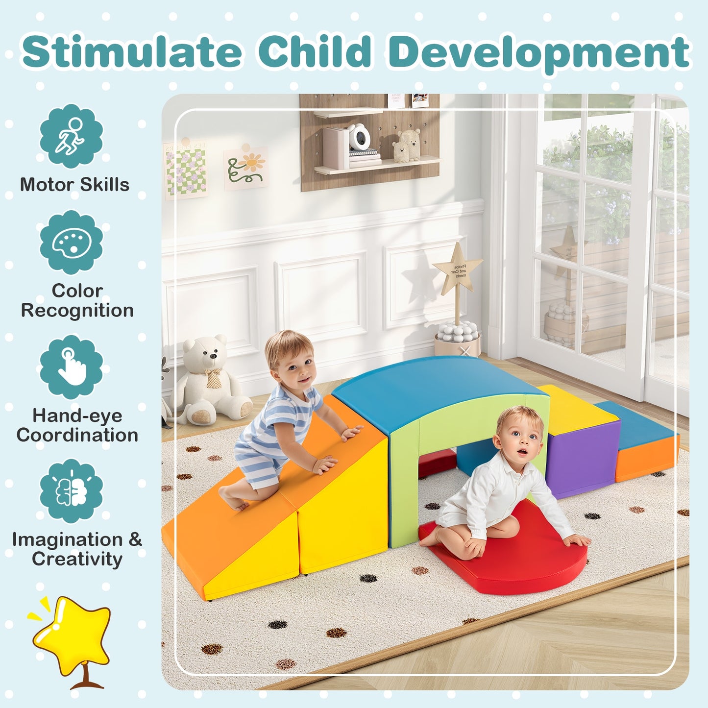 6 Pieces Foam Climbing Blocks, Soft Play, Multicolor Climbers & Slides at Gallery Canada