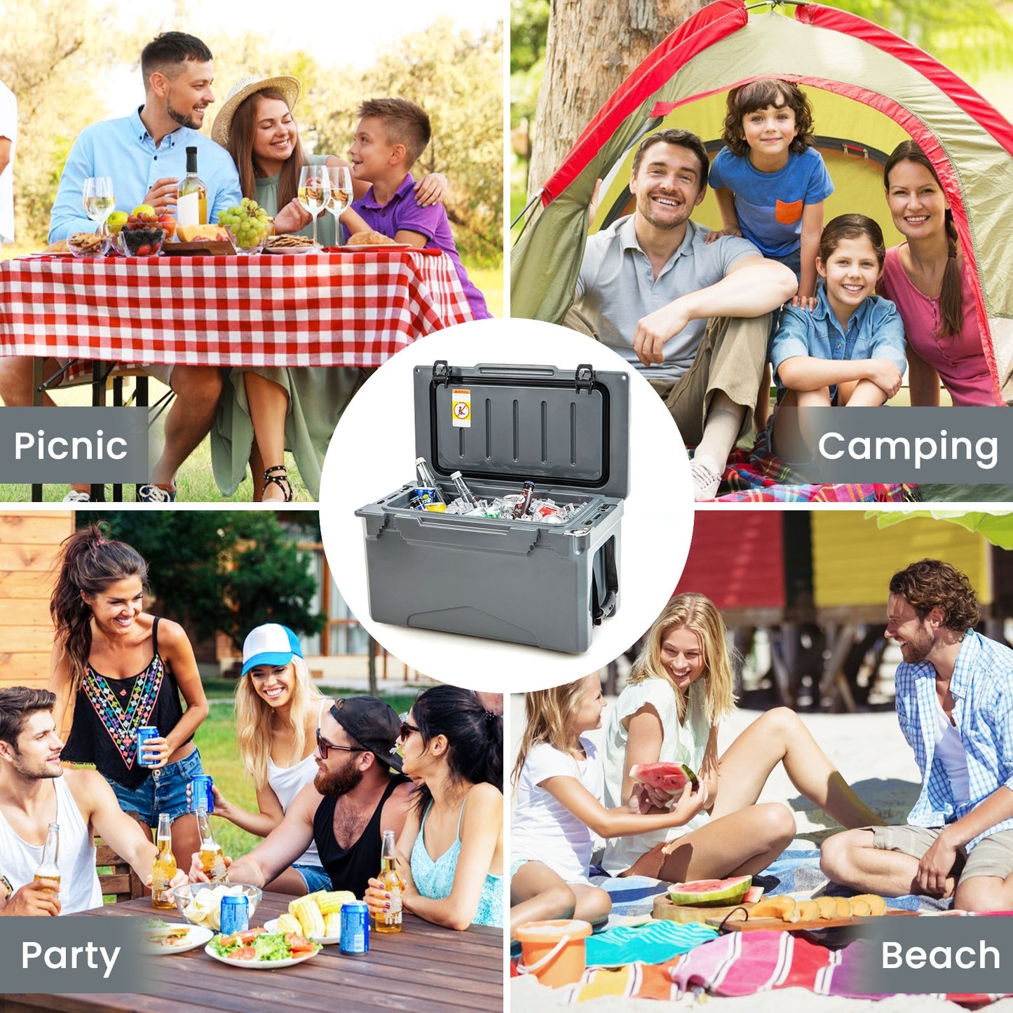Rotomolded Cooler With Cup Holders, Bottle Opener, Gray Coolers at Gallery Canada
