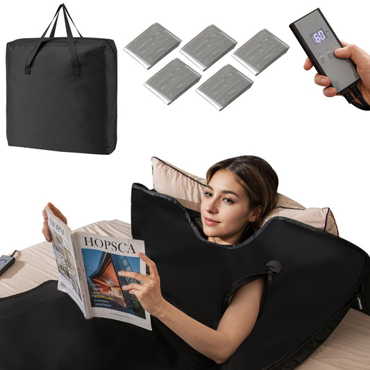 Portable Full-Body Personal Sauna, Home Use, Armholes Wraps, Sauna Bag, Black Sauna Black at Gallery Canada