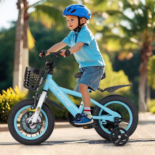 12 Inch Kids Bike, Adjustable Handlebar And Saddle, 3-4 Years Old, Blue Kids Bike Blue at Gallery Canada