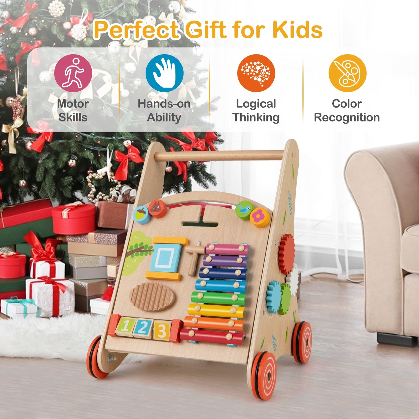 Wooden Push Pull Baby Walker, Natural Baby Activity at Gallery Canada
