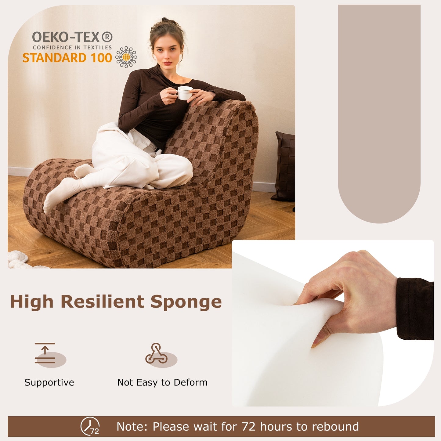 Bean Bag Chair With Ottoman, High Elasticity Sponge, Brown Sofas & Loveseats at Gallery Canada