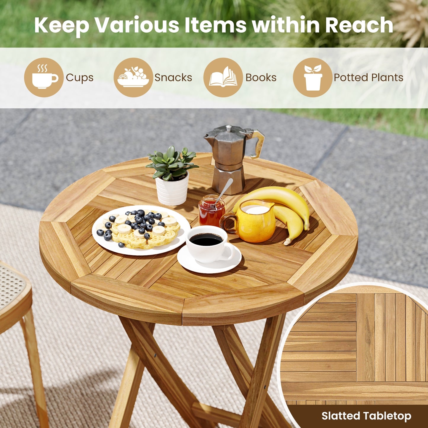 Patio Teak Wood Dining Table, Slatted Tabletop, X-Shaped Frame Dining Tables at Gallery Canada