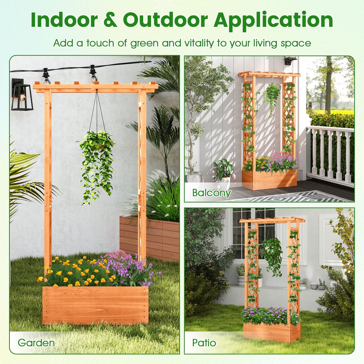 Raised Garden Bed With Side Trellis, Hanging Roof, Drainage Hole, Orange Raised Garden Beds at Gallery Canada
