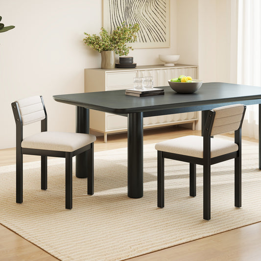 Set of 2 Dining Chairs Sherpa Upholstered Armless Chair with Wood Frame, White Dining Chairs White at Gallery Canada