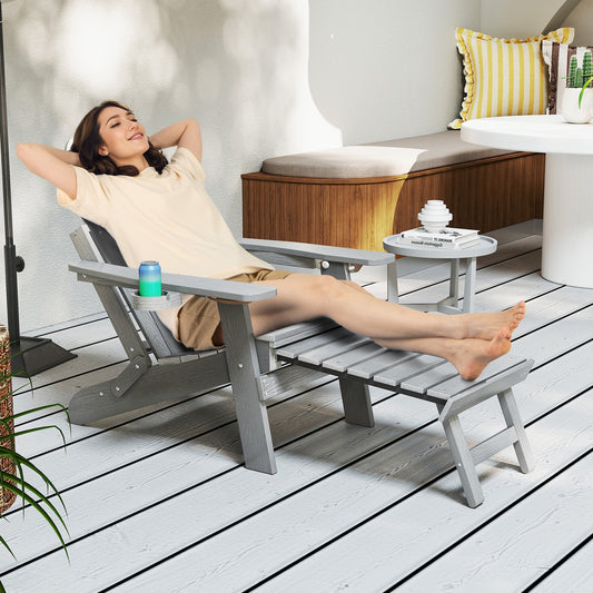 All-Weather HIPS Patio Adirondack Lounge Chair, Retractable Footrest, Gray Adirondack Chairs Gray at Gallery Canada
